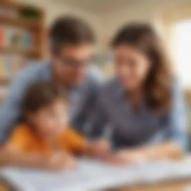 Parent assisting child with educational article from Kidlect