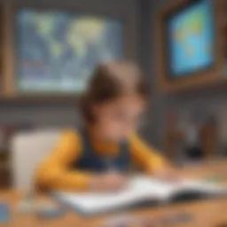 Young child engrossed in interactive learning game on Kidlect