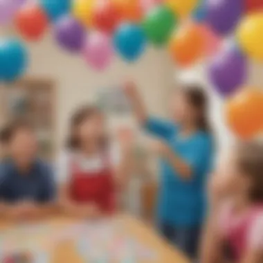 Kids Engaged in Educational Bingo Balloon Game