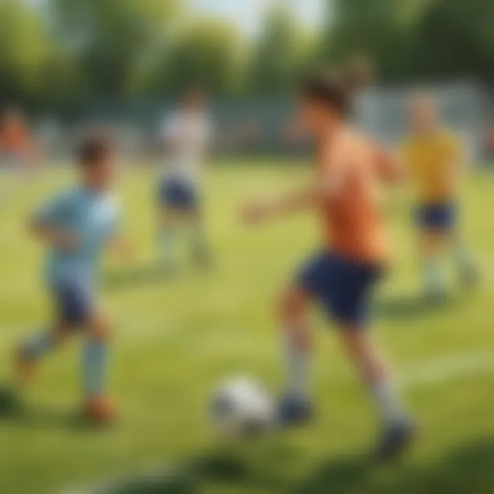 Kids engaging in a friendly soccer match