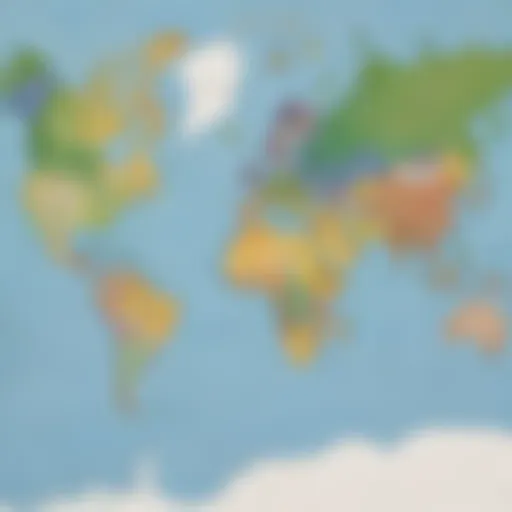 Map of the world highlighting continents for preschool education