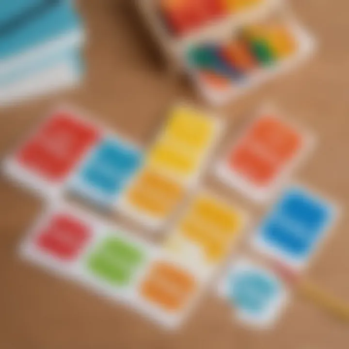 Illustration of colorful sight word flashcards for kindergarten learning