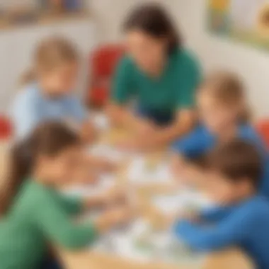 Fostering Collaboration and Teamwork Skills Illustration of children collaborating on a group project