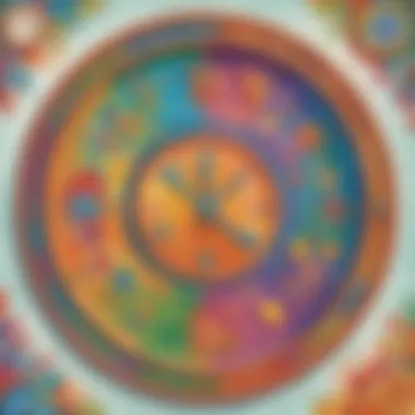 Vibrant Clock Design Illustration of a colorful clock with playful designs