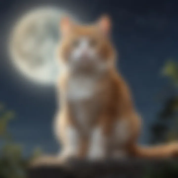 Kitty showcasing unwavering determination under the moonlight