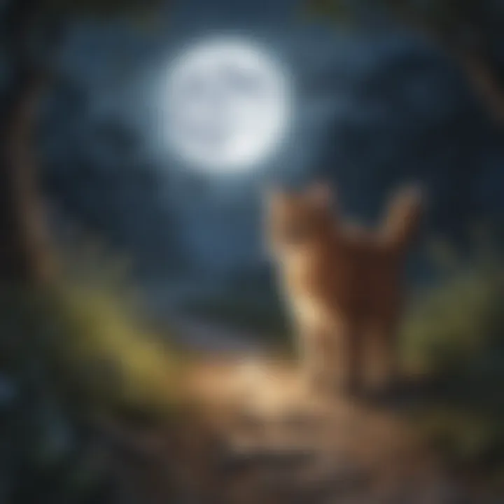 Glowing moonlight illuminating Kitty's path