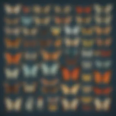 Classification chart showcasing different butterfly species
