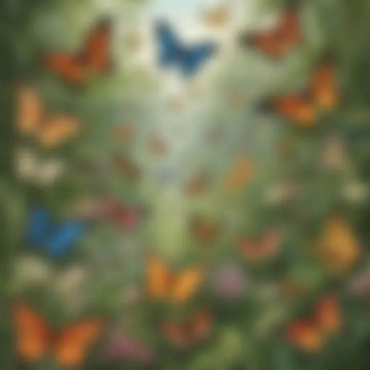Ecosystem illustration depicting butterflies in nature