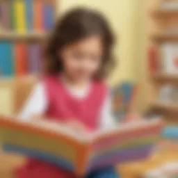 A colorful book with illustrations engaging a child