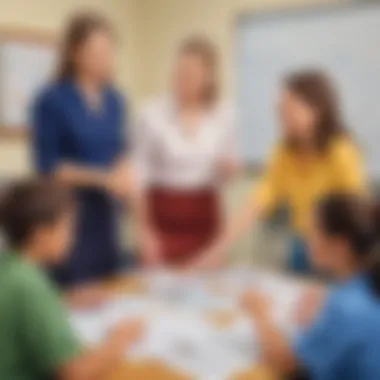 Teachers Guiding Collaborative Leadership Exercises Teachers guiding students in collaborative leadership exercises