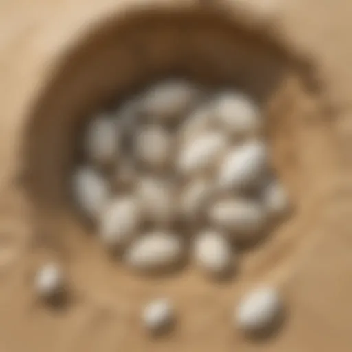 Illustration depicting leatherback sea turtle eggs in a sandy nest