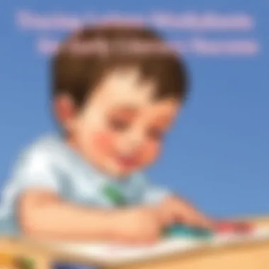 Child practicing letter tracing with crayons