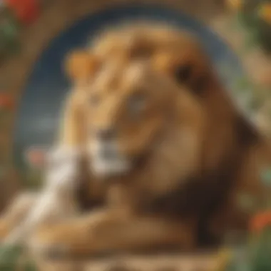 Harmony in Diversity Illustration of a lion and a lamb laying together peacefully