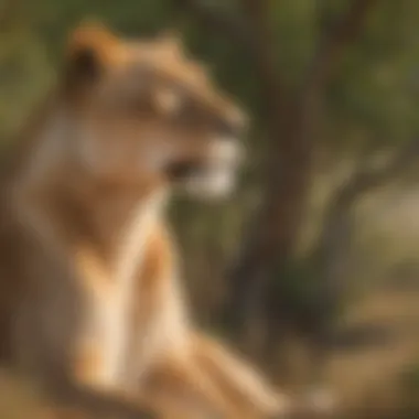 Lioness Gazing Intently in the Wilderness