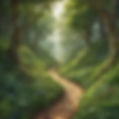 Path of Renewal A winding path through a lush forest representing the journey towards new beginnings