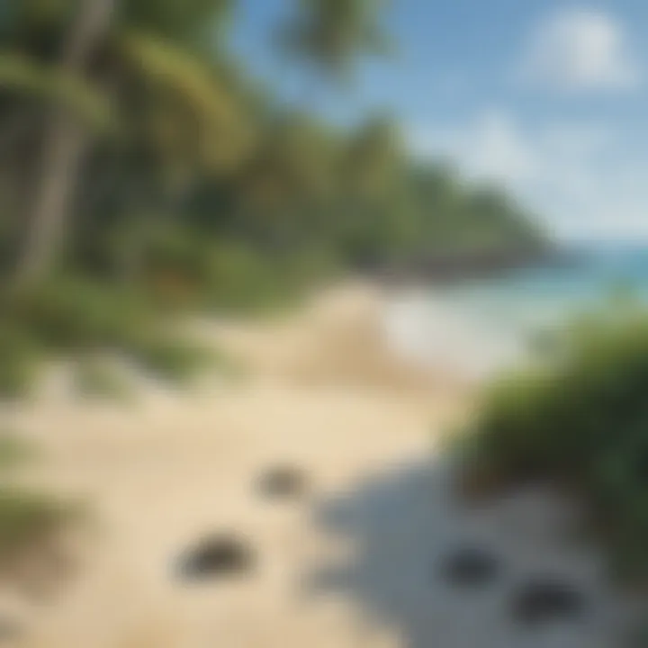 Lush tropical beach where sea turtles nest and hatch their eggs