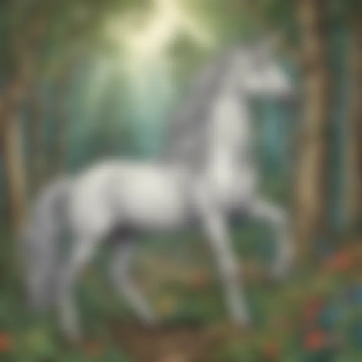 Magical Forest Unicorn Coloring Page