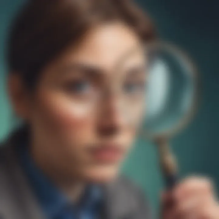 Artistic depiction of a magnifying glass zooming into the depths of introspection