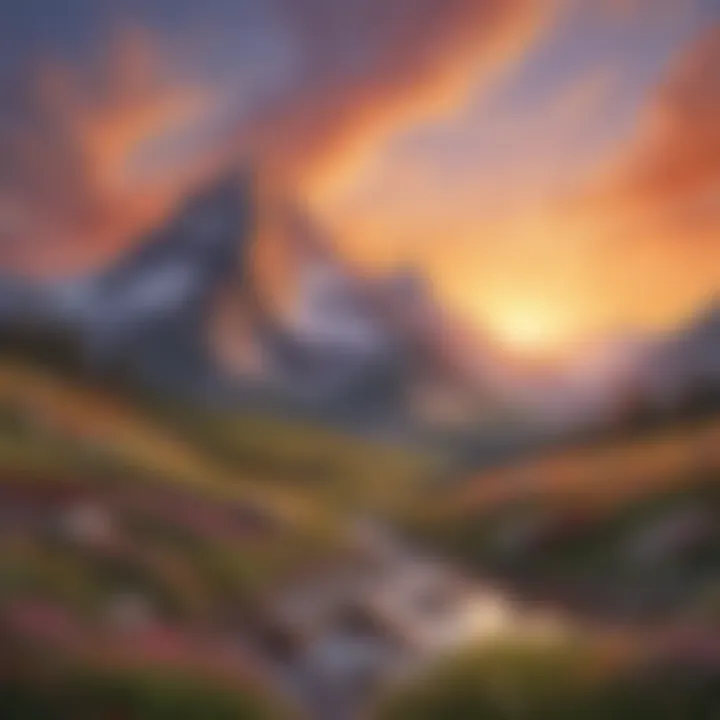 Sunset Over Majestic Mountain Range