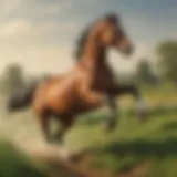 Majestic Stallion Galloping Through Field
