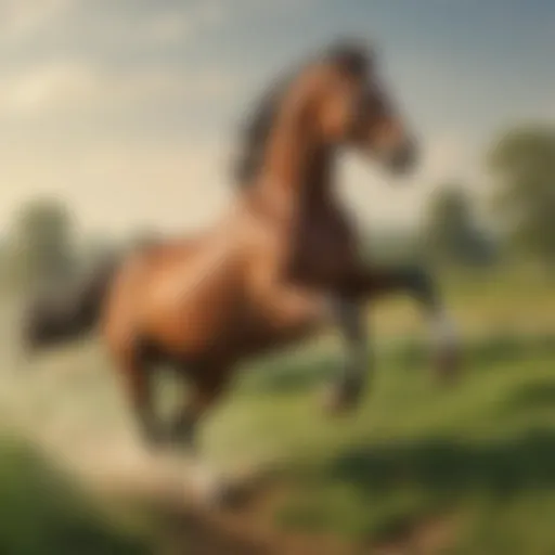 Majestic Stallion Galloping Through Field