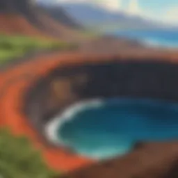 Majestic volcanic crater overlooking the ocean