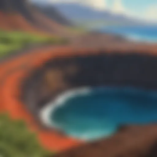 Majestic volcanic crater overlooking the ocean