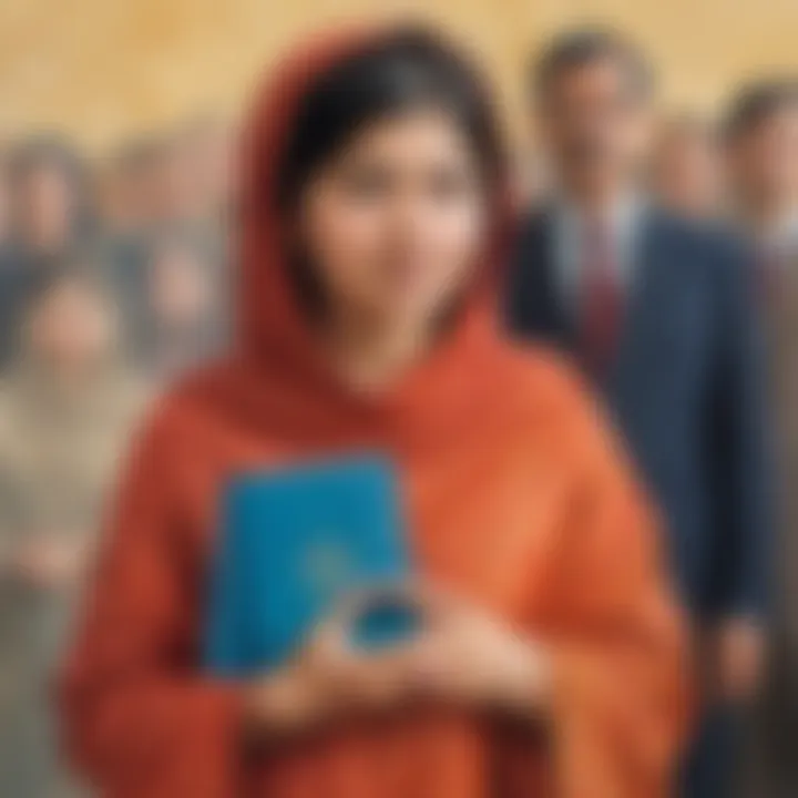 Malala Yousafzai receiving the Nobel Prize