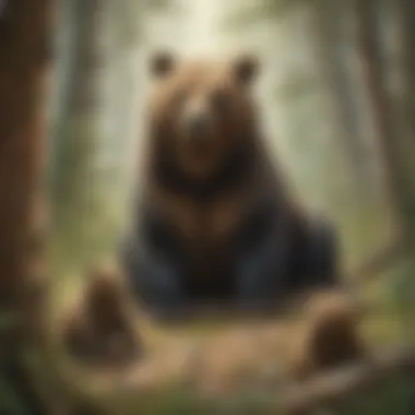 Maternal Bear Safeguarding Her Territory Mama Bear protecting her den from intruders