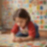 Child engrossed in alphabet puzzle