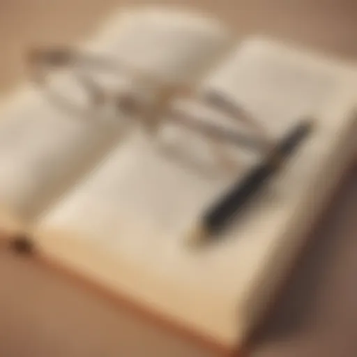 Elegant Pen on Open Book with Spectacles