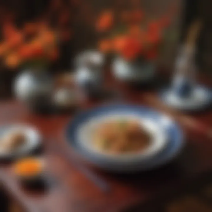 Exquisite Oriental Table Setting with Chopsticks