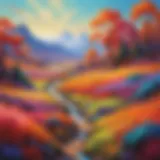 Abstract landscape painting with vibrant colors