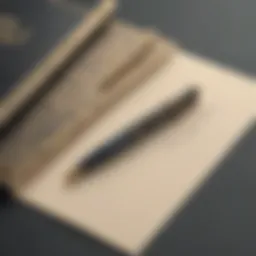 Elegant pen on luxurious stationery