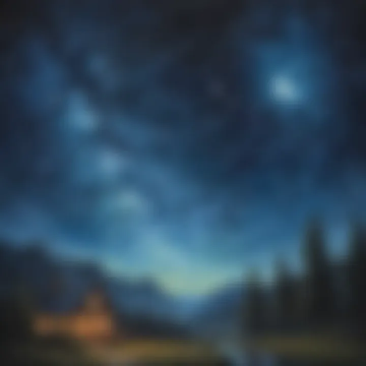Expressive oil painting depicting a dreamy starry night sky