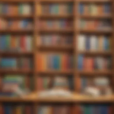 Illustration highlighting a bookshelf filled with educational materials on language learning