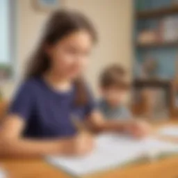 Illustration depicting a child engaging with sentence structure activities