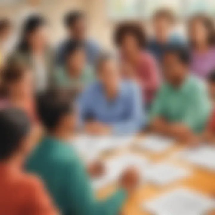 Illustration showcasing a diverse group of educators discussing teaching strategies