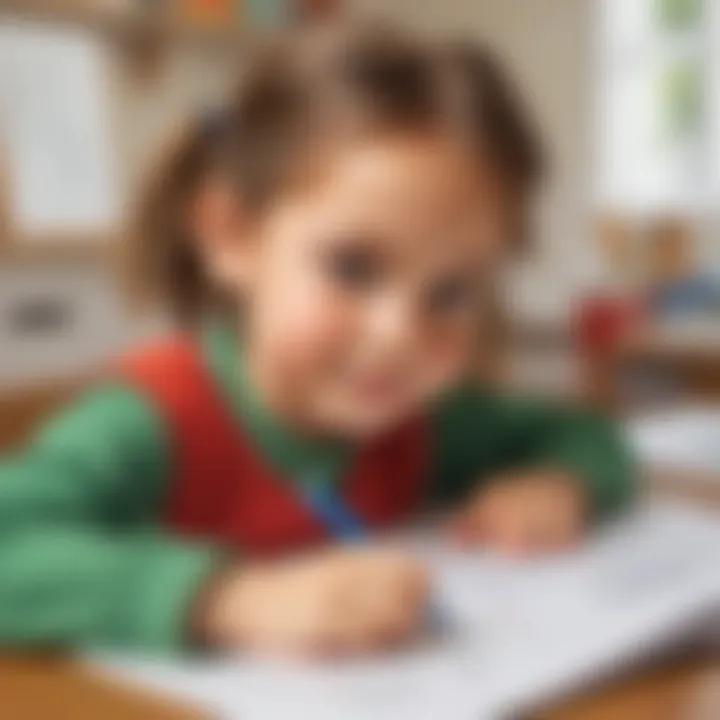 Illustration of a child enjoying a worksheet