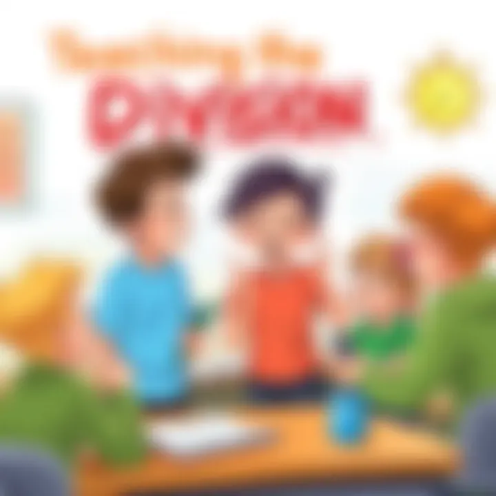 Teaching Division Concepts Engaging scene of teaching division to children