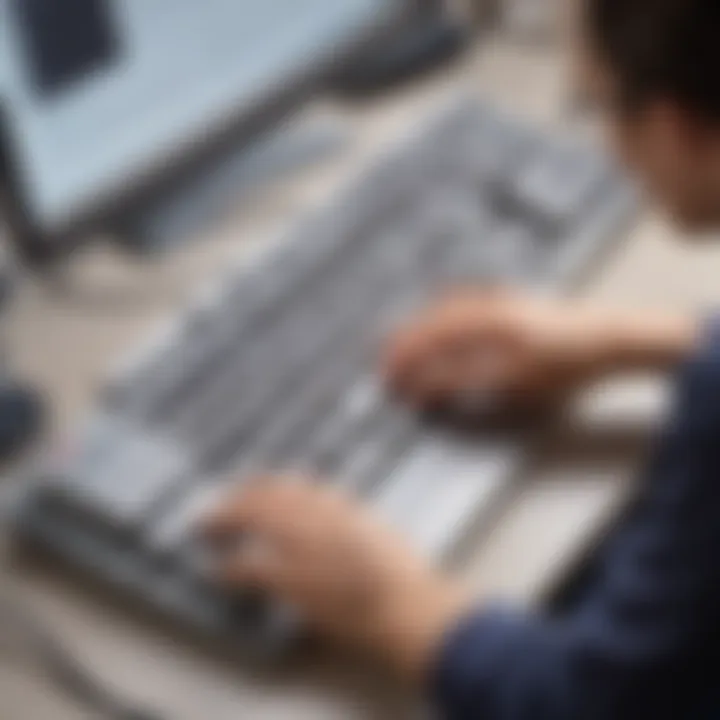 User practicing typing on a computer keyboard