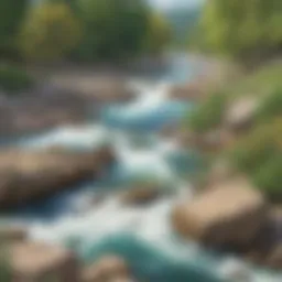 Illustration depicting the concept of time as a flowing river