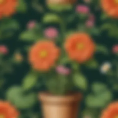 Flowering Stage of Mature Plant Illustration portraying a mature plant with flowers blooming