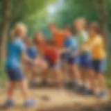 Children engaged in team-building outdoor PE activity