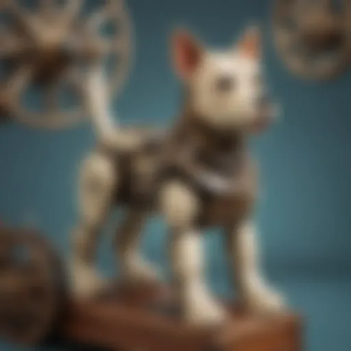Mechanical toy dog with moving gears and cogs