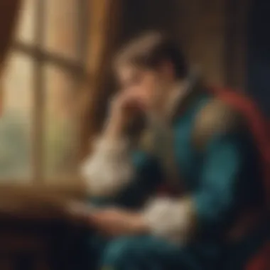 The Melancholic Prince Melancholic Prince contemplating fate in Shakespearean tragedy