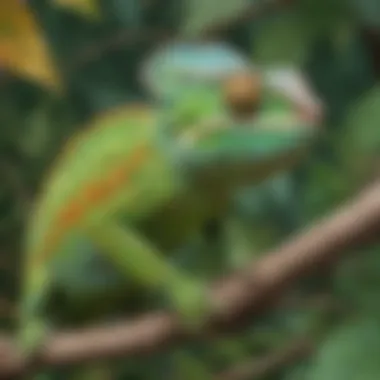 A mesmerizing chameleon blending seamlessly into its surroundings
