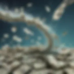 Abstract representation of money flowing like a river