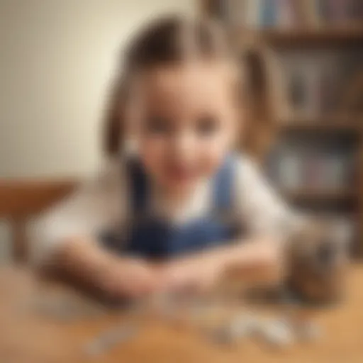 Young child counting coins