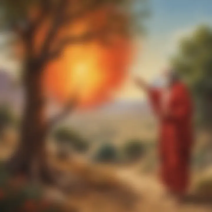 Visual interpretation of Moses speaking to the Burning Bush